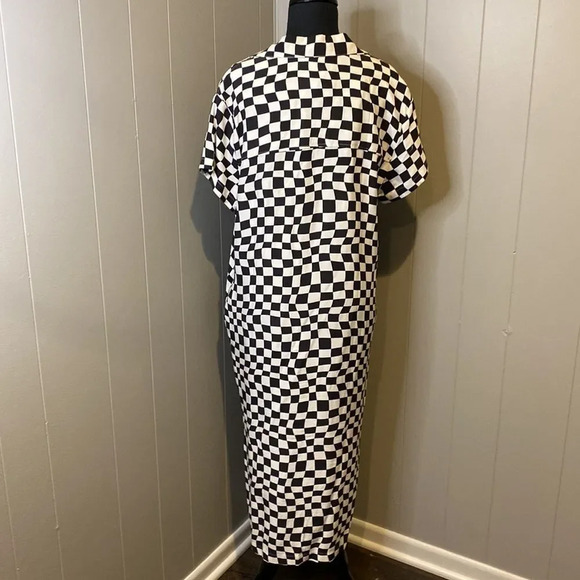 NWT Pistola Small Short Sleeve Shirt Dress Checkers Chest Pocket Hem Slits - Picture 5 of 7